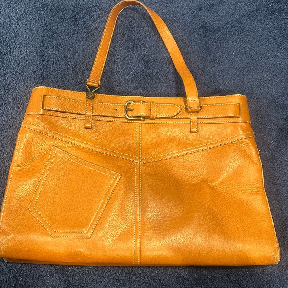Christian Dior Tan Leather Jeans Pocket Tote Shoulder Bag
